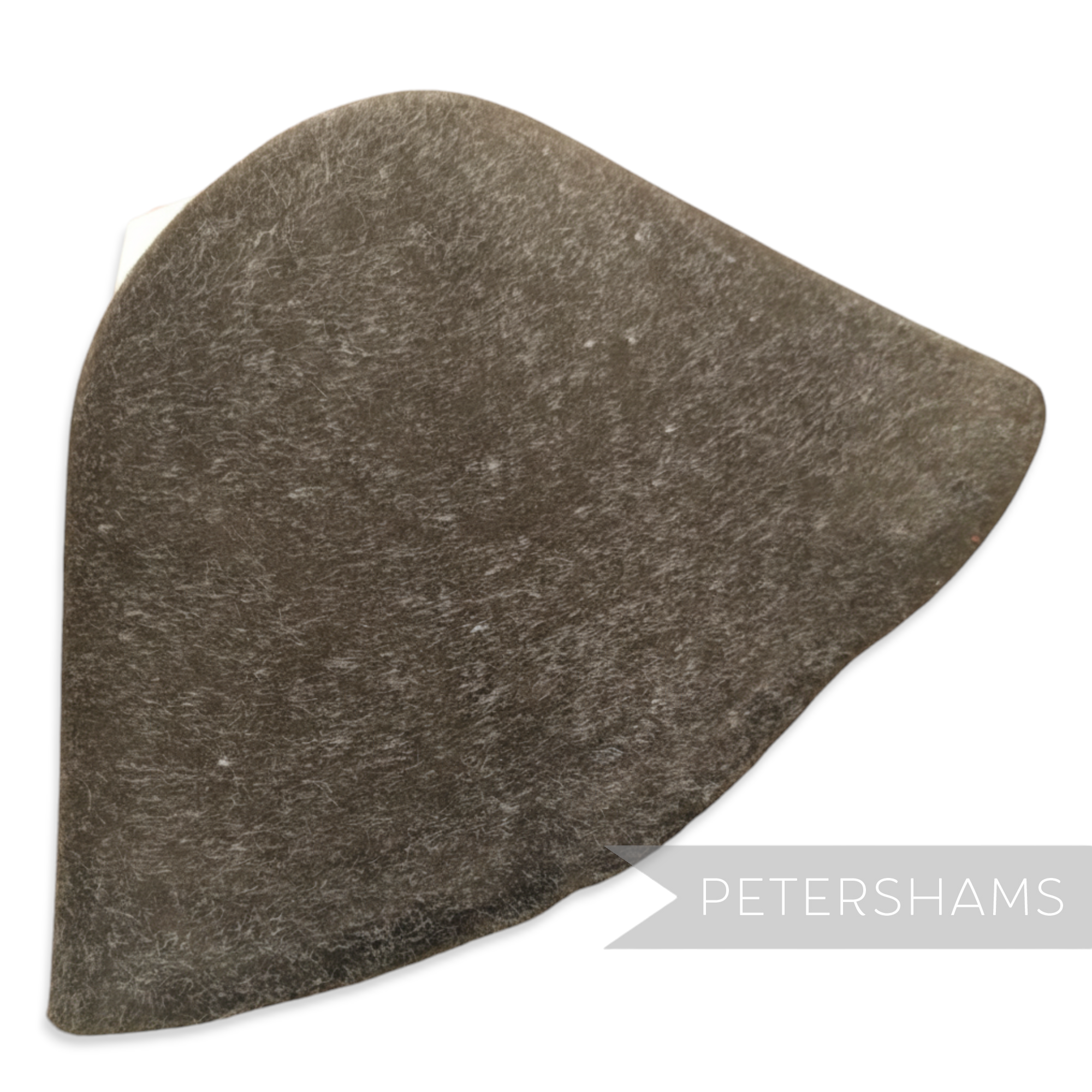 Petershams Millinery Supplies dark grey velour fur felt cone hat body made from hare fibres.