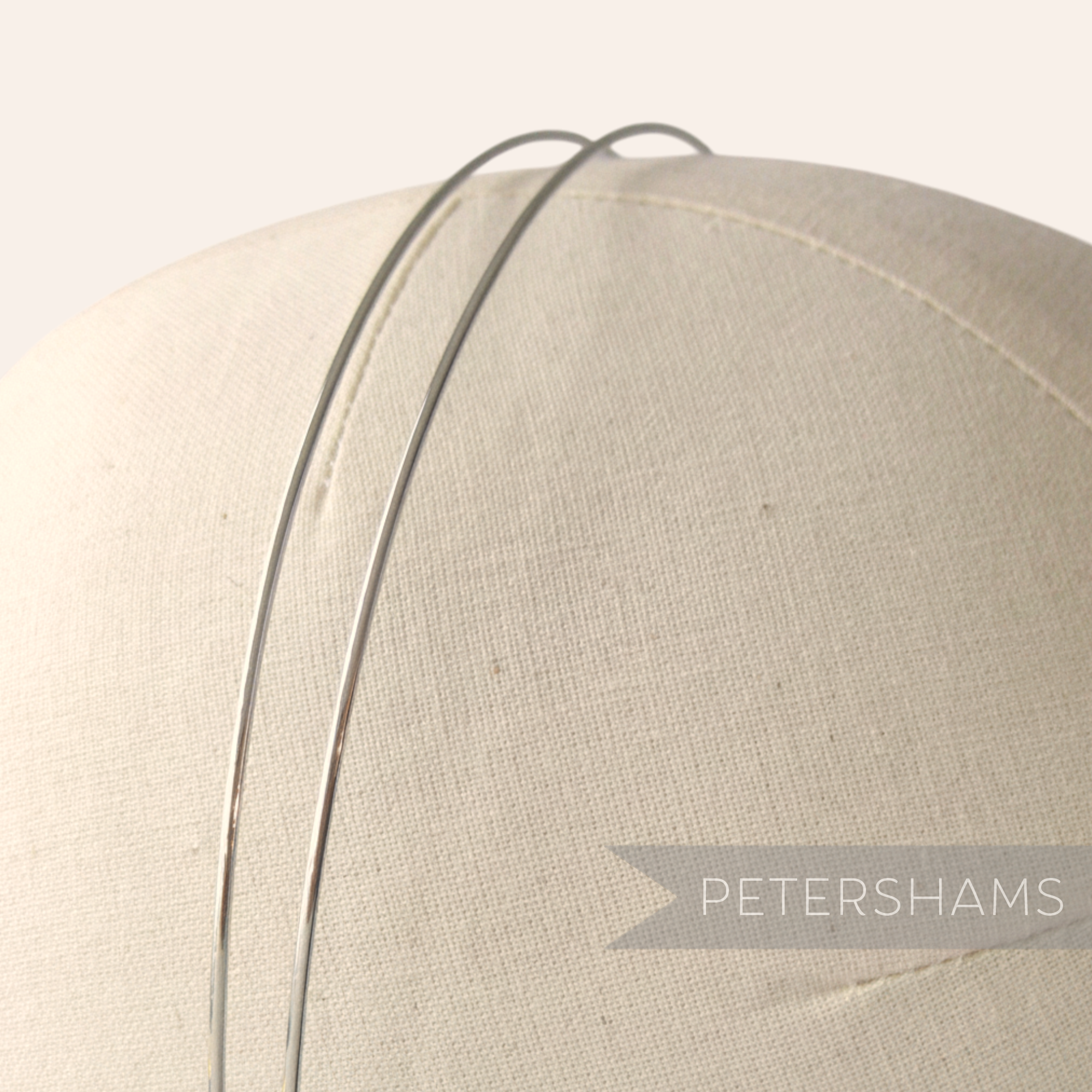Petershams silver plated metal double band headband base for millinery and tiara making.