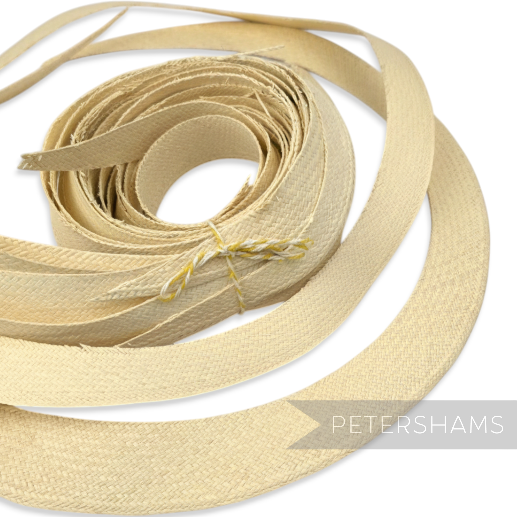 Petershams Ecuador Panama straw brim offcuts, natural beige, woven toquilla straw, ideal for hat trims and fascinators.