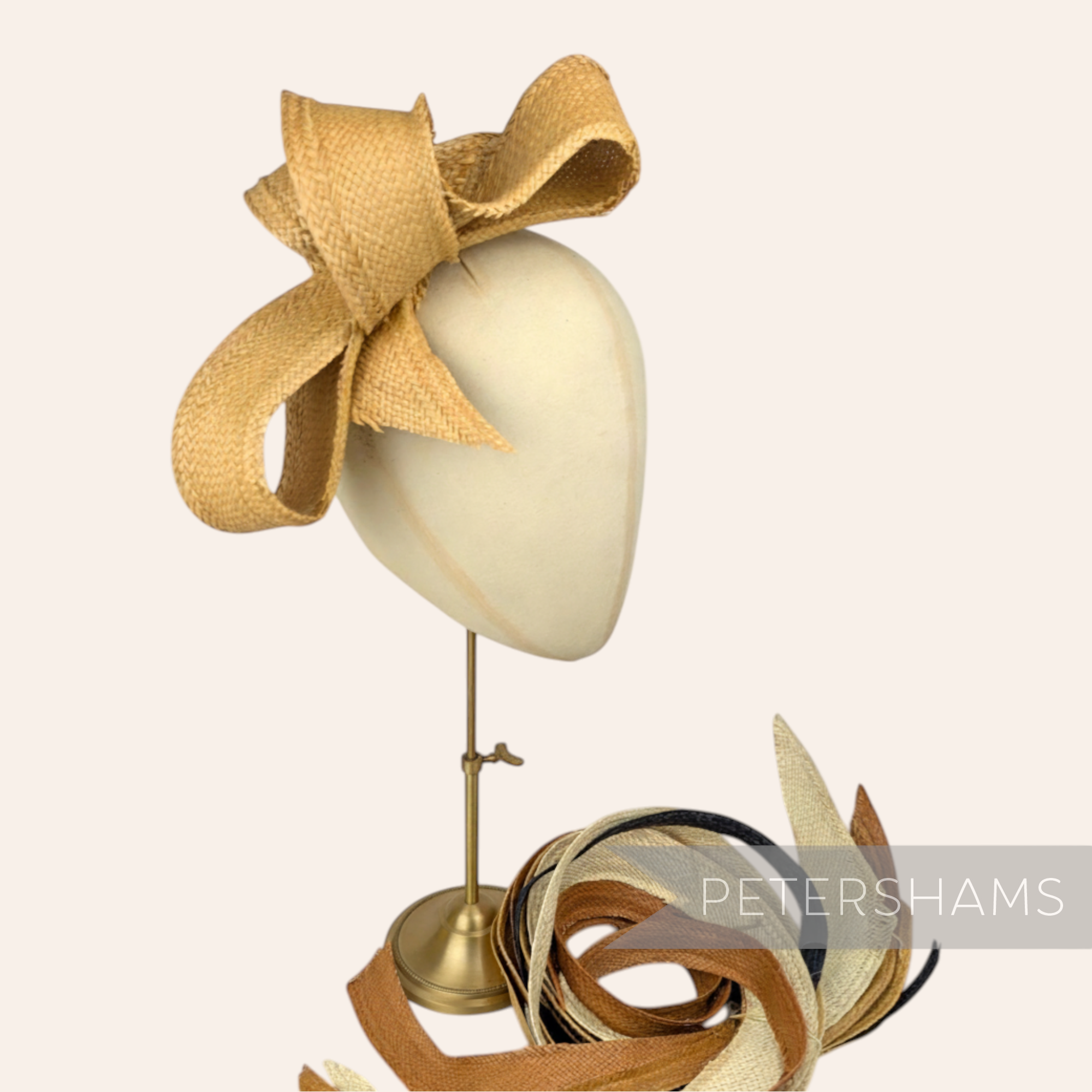 Petershams Millinery Supplies Ecuador Panama straw brim offcuts for hat trims. Natural, tan, and dark brown.
