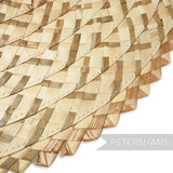 Petershams 'Emmy' natural multitone strip straw capeline hat body with decorative edge, 12-inch brim.