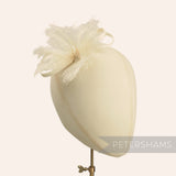 Petershams 'Freya' cream sinamay flower trim with frayed edges and bow detail, 14cm wide.