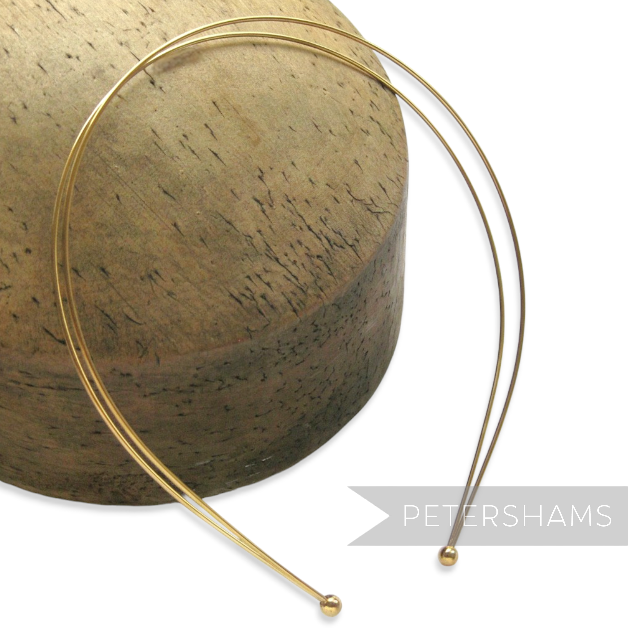 Petershams gold plated metal double band headband base for millinery and tiara making.
