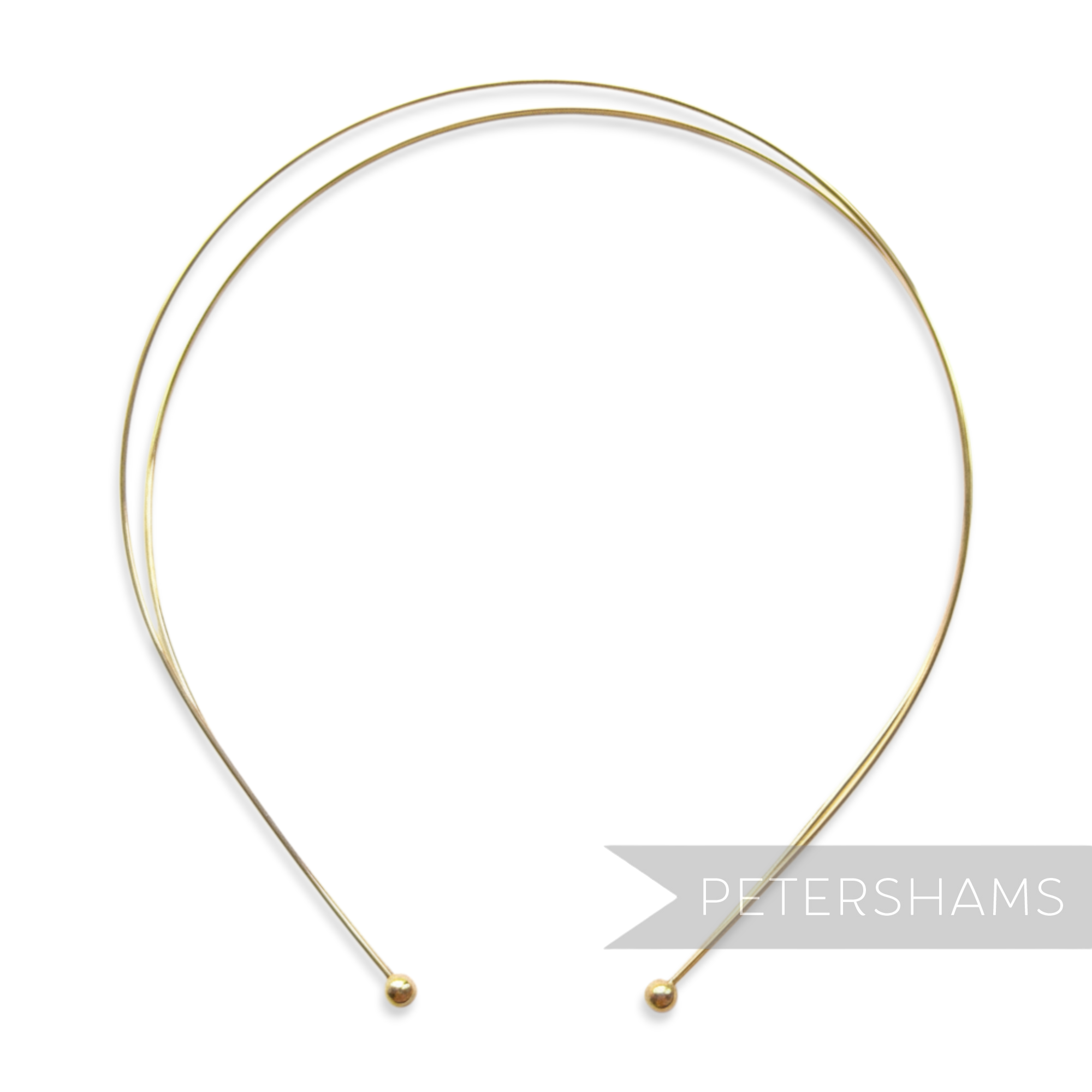 Petershams gold plated metal double band headband base for tiara making or attaching to hats.