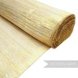 Petershams gold lurex threaded silk abaca fabric with a shiny, wavy weave. Ideal for millinery and crafts.