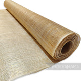 Petershams Millinery Supplies gold metallic lurex threaded sinamay fabric, ideal for hat making and trims.