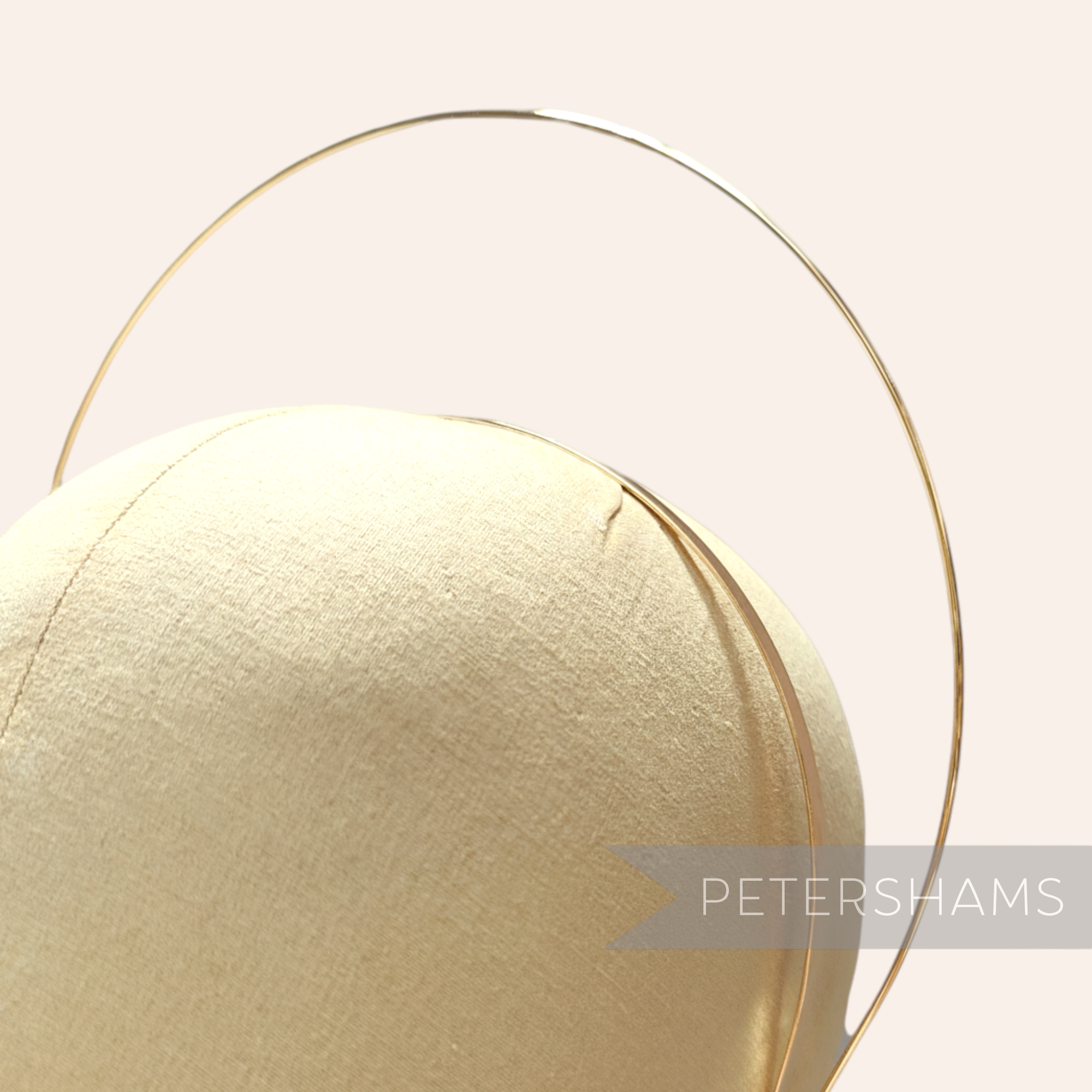 Petershams Millinery Supplies gold metal halo crown headband frame with a flat inner band and thin round wire top.