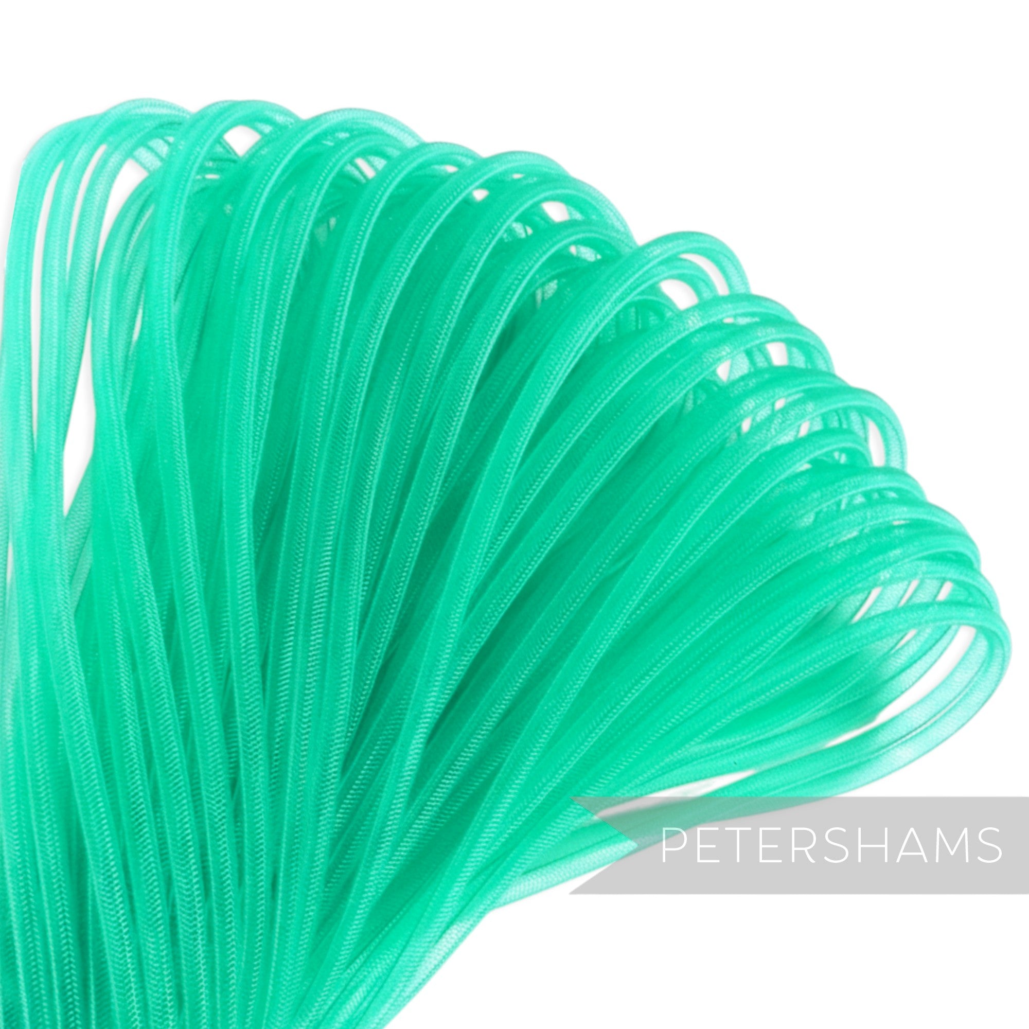 Petershams Millinery Supplies 4mm wide green tube crinoline, ideal for hat making and trims.