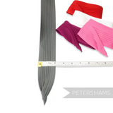 Petershams Millinery Supplies grey pleated crepe fabric wrap around hat band ribbon, 2 inches wide.