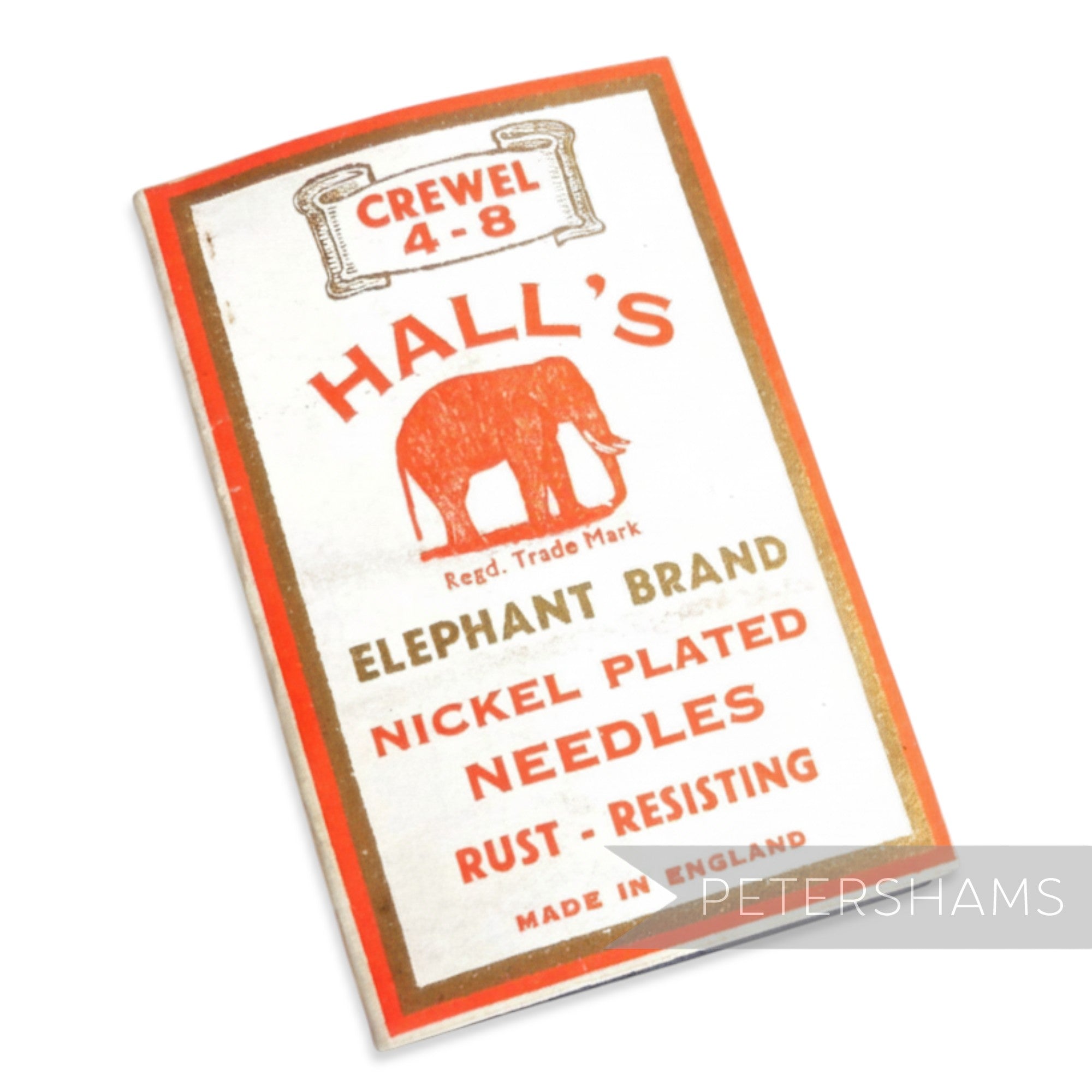 Petershams Millinery Supplies vintage Hall's Elephant Brand nickel plated rust-resisting crewel needles 4-8.