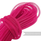 Petershams hot pink 8mm tube millinery crin, a sheer mesh trim for hat making and embellishments.