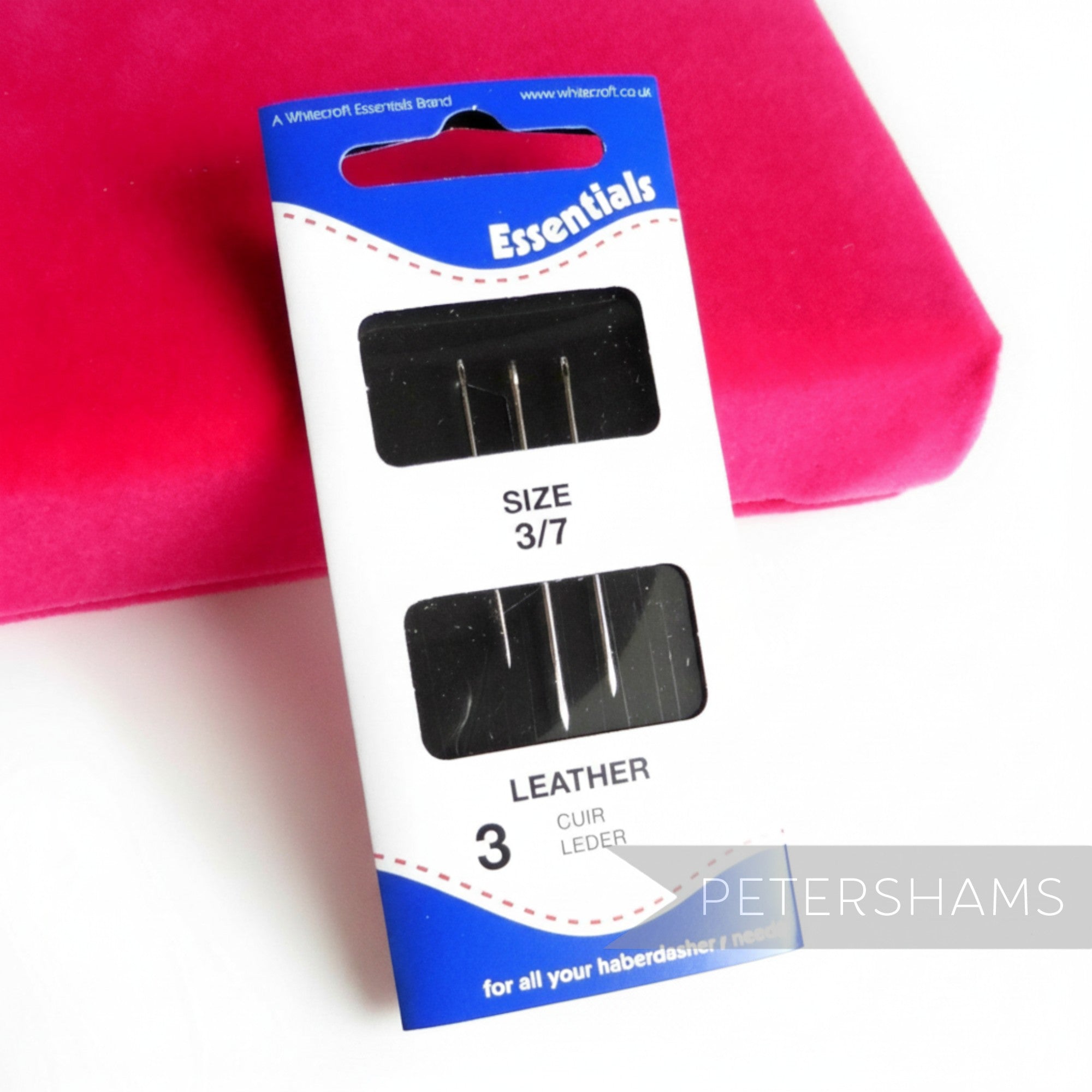 Petershams Millinery Supplies pack of 3 leather sewing needles, size 3/7.