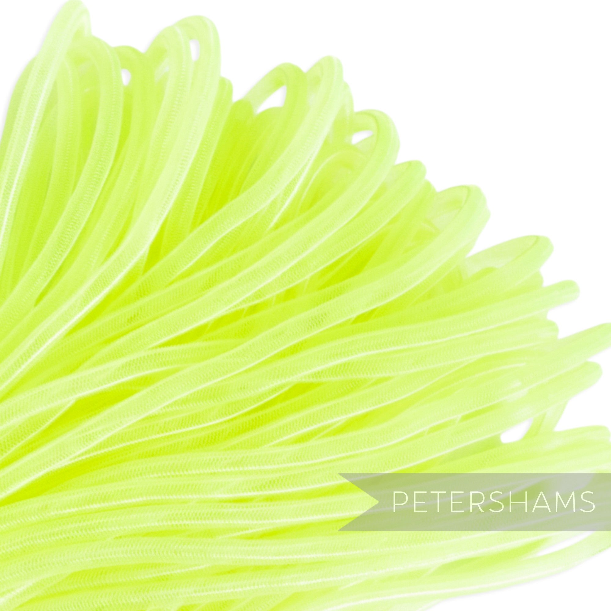 Petershams bright lime green 6mm tube crinoline for millinery and hat making. Slightly sheer mesh tubing.