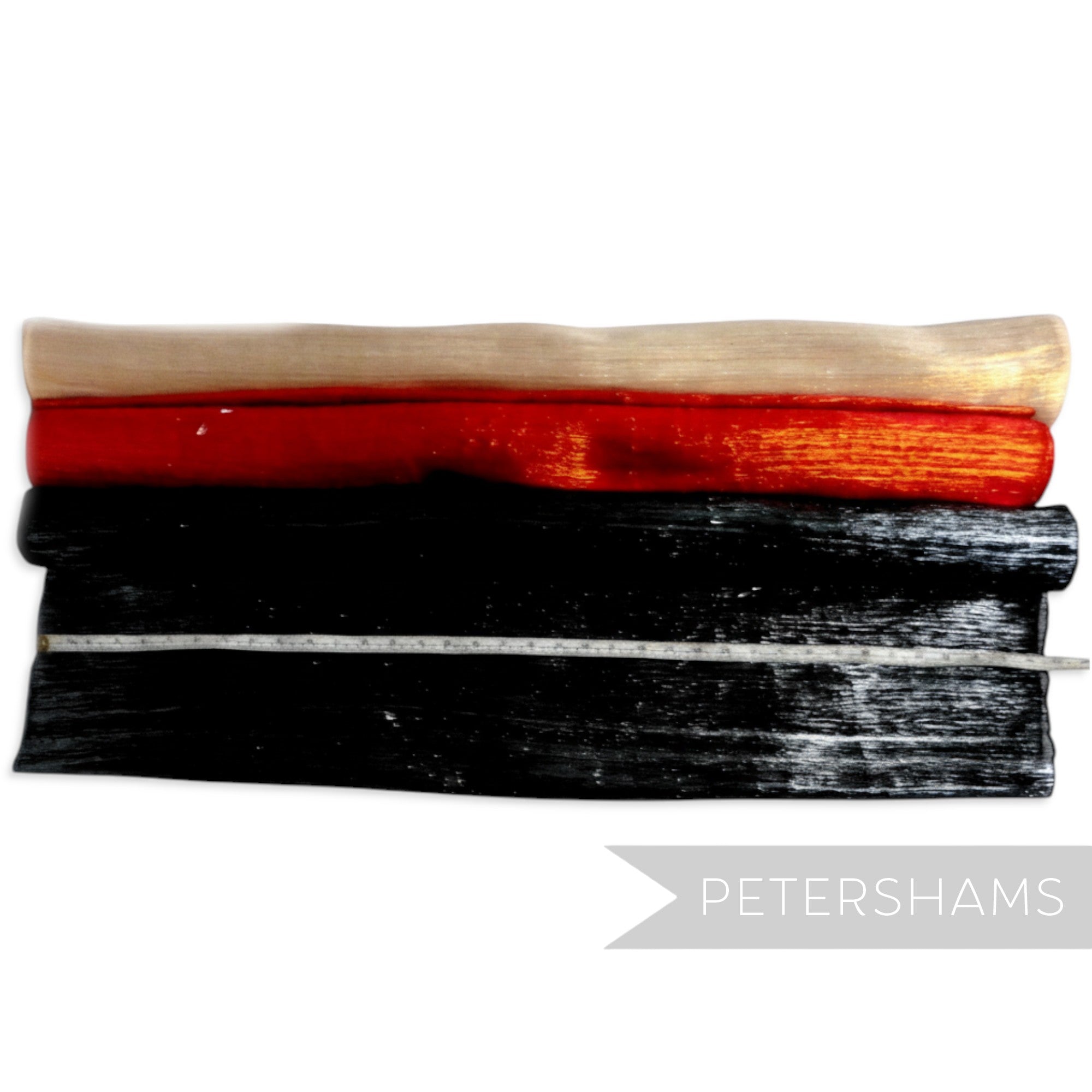 Petershams Millinery Supplies lurex threaded polyester abaca fabric in beige, red, and black. Ideal for headpieces.