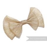 Petershams 'Mia' 15cm double petite bow in natural sinamay straw. Ideal for millinery and hat trims.