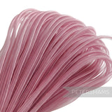 Petershams Millinery Supplies 4mm pink tube crinoline trim, slightly sheer with a gathered thread.