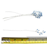 Petershams Millinery Supplies blue seed bead wired tree stems with silver wire, 6 stems, 16cm length.