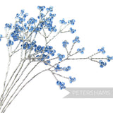 Petershams Millinery Supplies blue seed bead wired tree stems with silver wire, ideal for fascinators and bouquets.