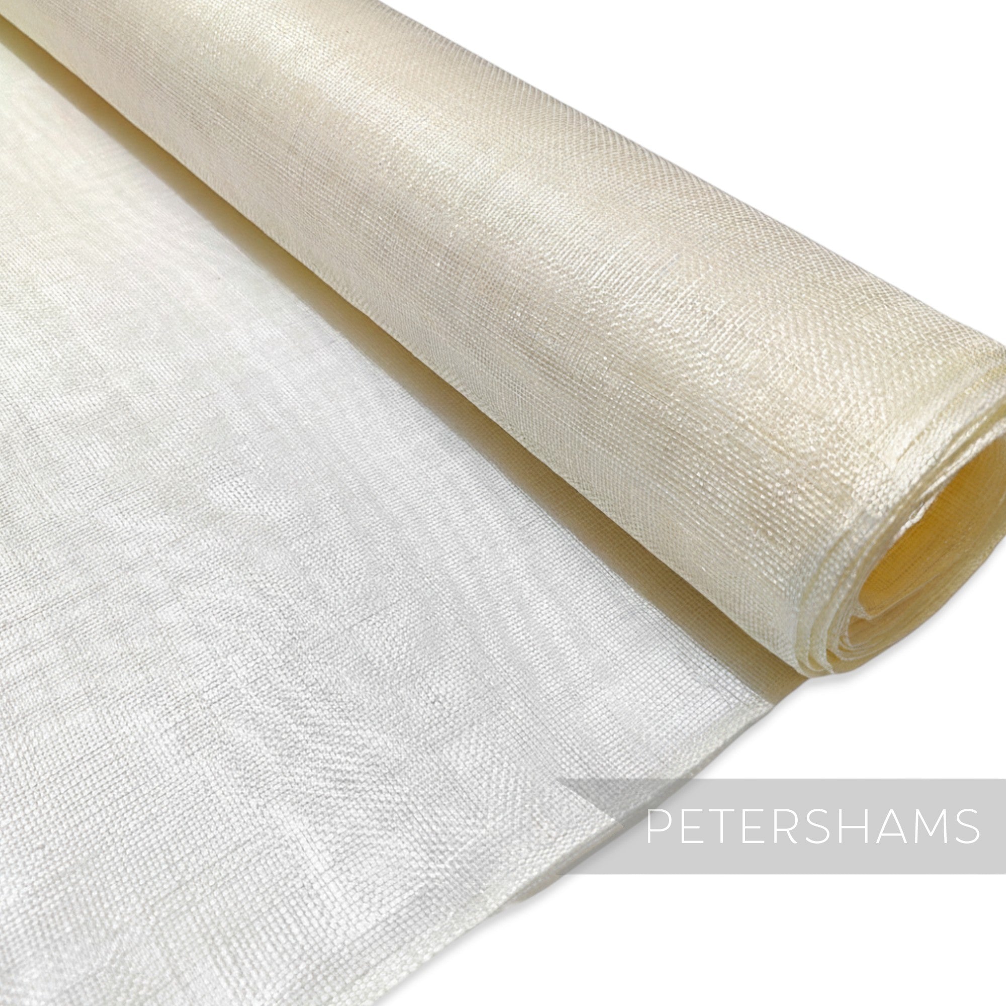 Petershams Millinery Supplies champagne sinamay fabric, a woven natural fibre material ideal for hat making and fascinators.