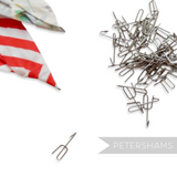 Petershams Millinery Supplies Puggaree hat band hooks for hat making. Small metal hooks for attaching fabric bands to hats.