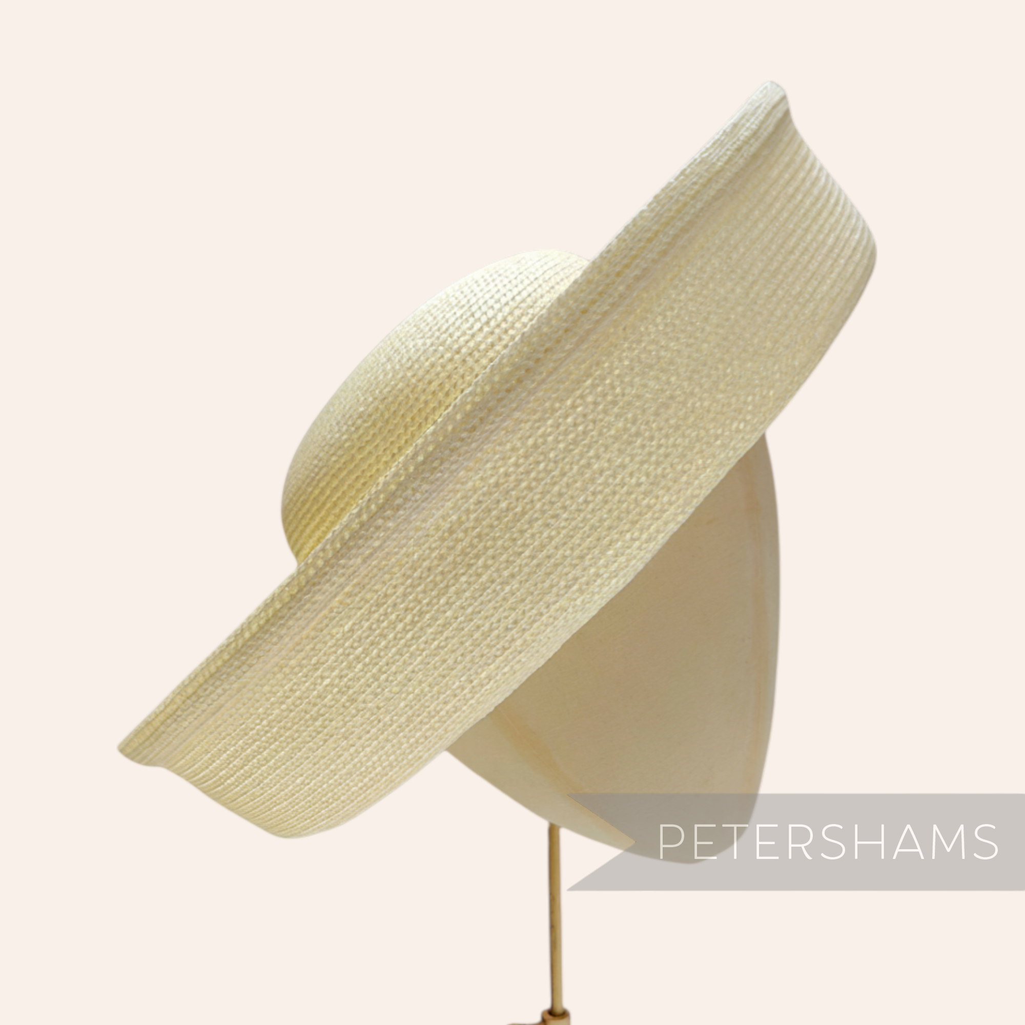 Petershams Millinery Supplies large brimmed polybraid sailor hat form in off-white, ideal for race hats and mothers of the bride.