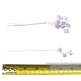 Petershams Millinery Supplies lavender seed bead wired trees on silver wire, 6 stems, 16cm length, for crafts and bouquets.