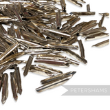 Petershams Millinery Supplies silver metal prongs for hat elastic, 200 pieces, 17mm long.