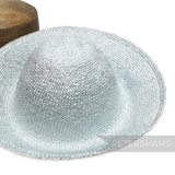 Petershams Millinery Supplies pale purple 8-inch visca weave hat body with a checkerboard pattern and floppy brim.