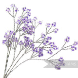 Petershams Millinery Supplies purple seed bead wired tree stems with silver wire, 16cm long, for crafts and bouquets.
