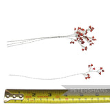 Petershams Millinery Supplies red seed bead wired trees with silver wire stems, 6 stems, 16cm long.