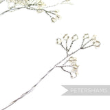 Petershams Millinery Supplies silver wire stems with clear seed bead clusters, 6 stems for crafts and embellishments.