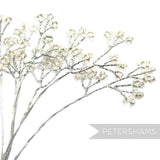 Petershams Millinery Supplies clear seed bead wired stems with silver wire, ideal for fascinators and bouquets.