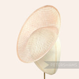 Petershams Millinery Supplies Amanda lattice weave sinamay fascinator base in a light beige scoop design.