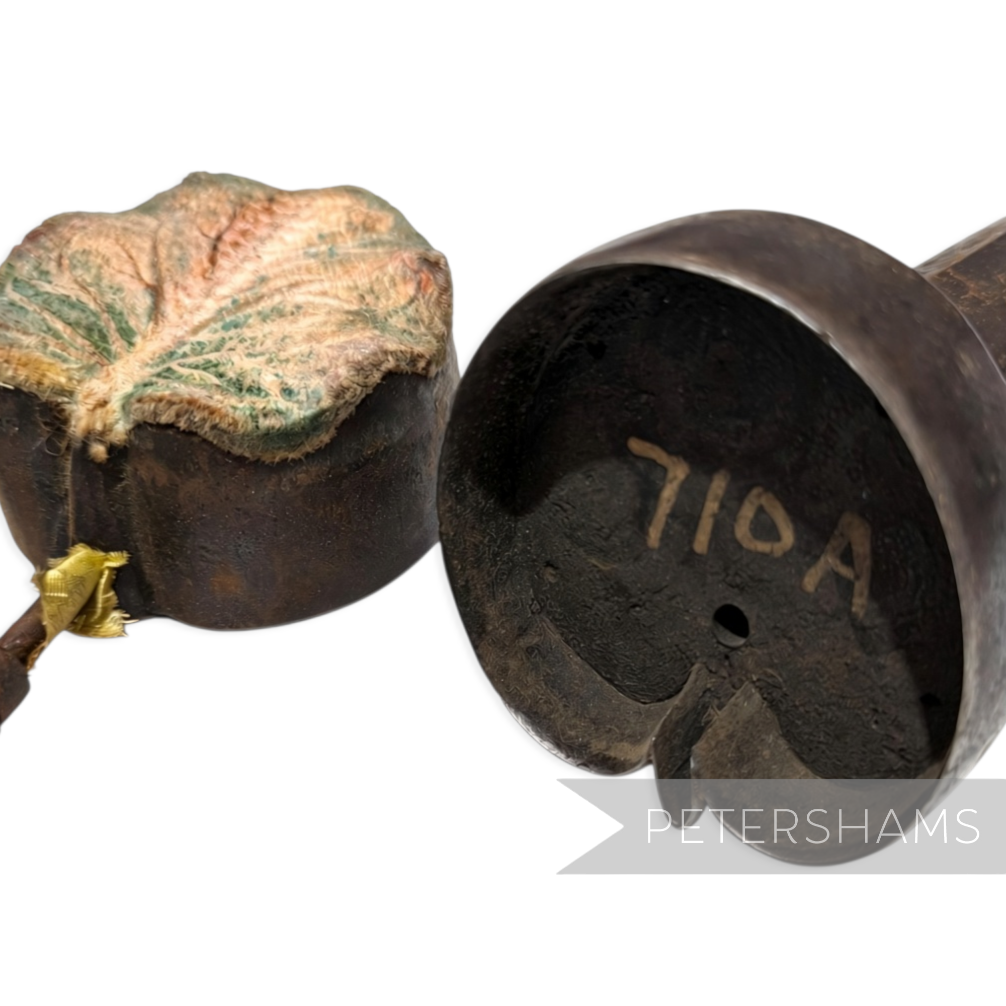 Petershams Millinery Supplies antique brass flower mould and cutter for crafting a large 7x7cm rounded leaf shape.