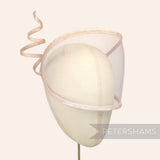 Petershams Millinery Supplies light beige crin and sinamay visor fascinator with a decorative wired spiral trim.