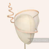 Petershams Millinery Supplies Astra light beige crinoline and sinamay visor fascinator with a decorative wired swirl.