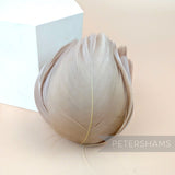 Petershams Millinery Supplies large tulip shaped flower made from beige cupped goose nagorie feathers