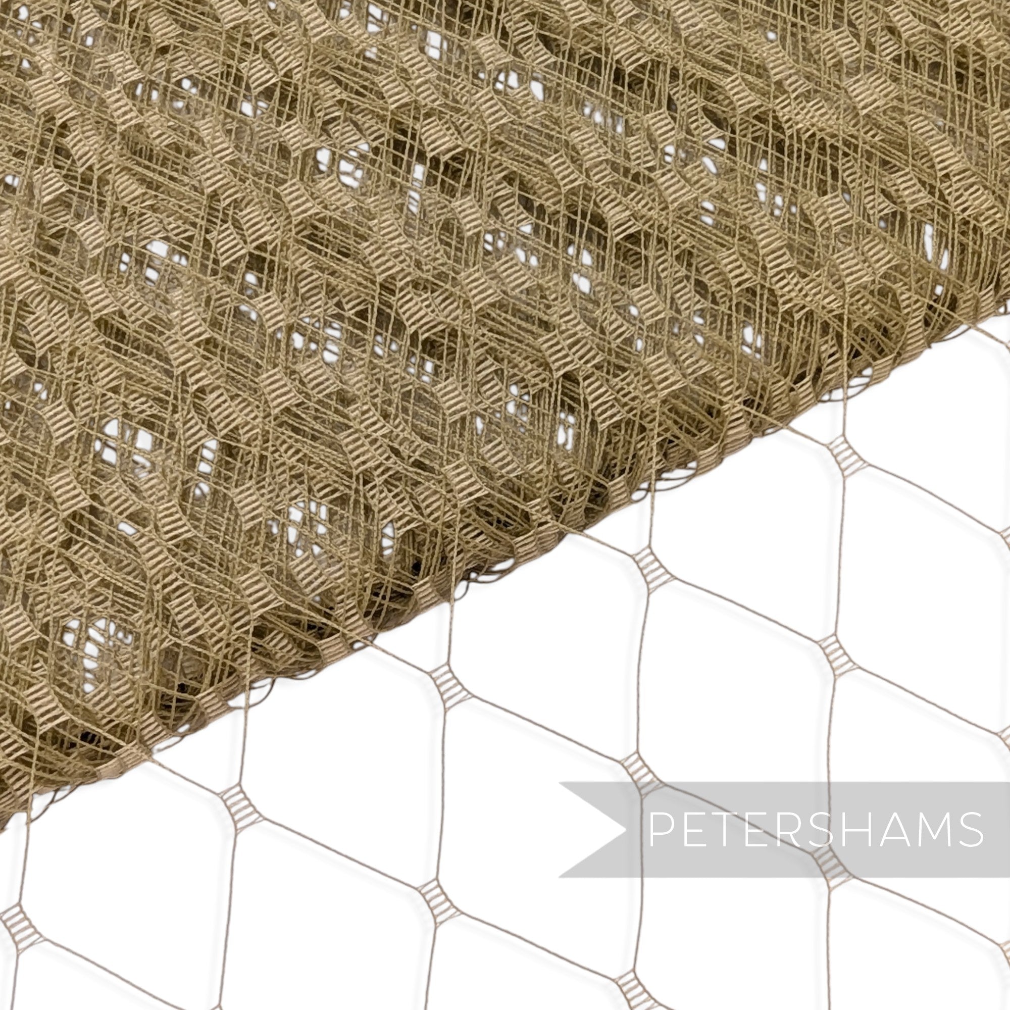Petershams Millinery Supplies beige 12-inch wide English merry widow nylon veiling with large 3cm diamond pattern