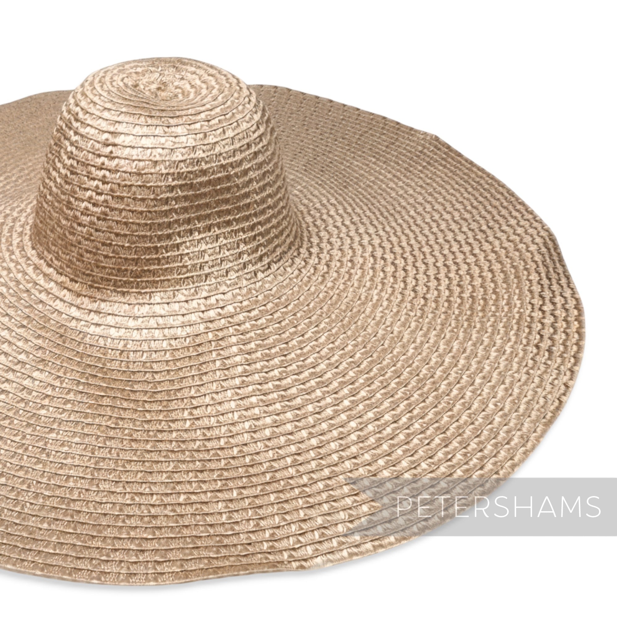 Petershams Millinery Supplies beige polybraid mega XL capeline hat body with intricate weave and wide brim.