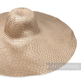 Petershams Millinery Supplies beige polybraid mega XL capeline hat body with intricate weave and wide brim.
