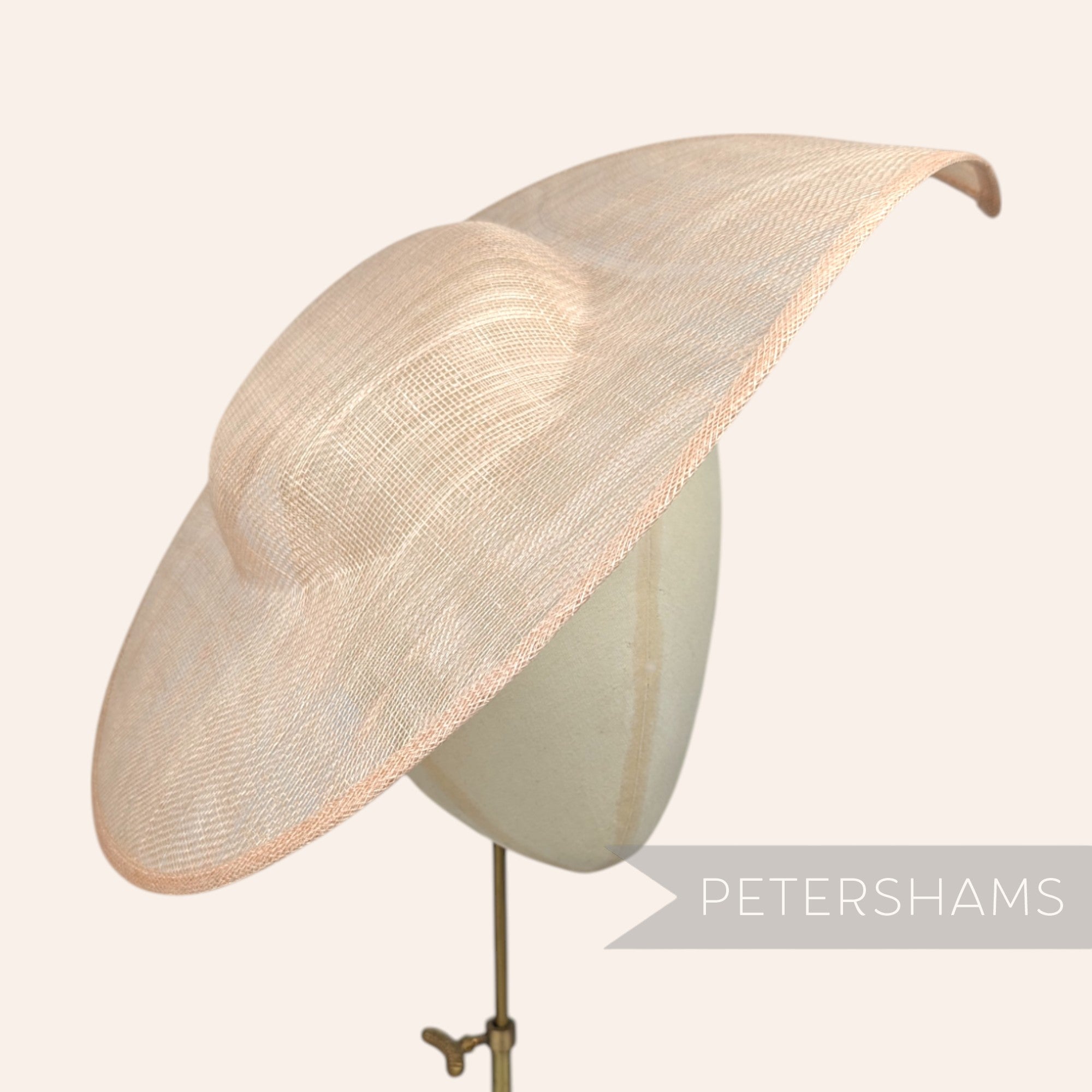 Petershams Millinery Supplies extra large beige sinamay fascinator hat base with a pointed tip