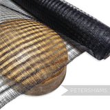 Petershams Millinery Supplies black basket weave sinamay fabric with a large, open weave, ideal for hat making.