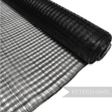 Petershams Millinery Supplies black basket weave sinamay fabric with large open weave, ideal for hat making.
