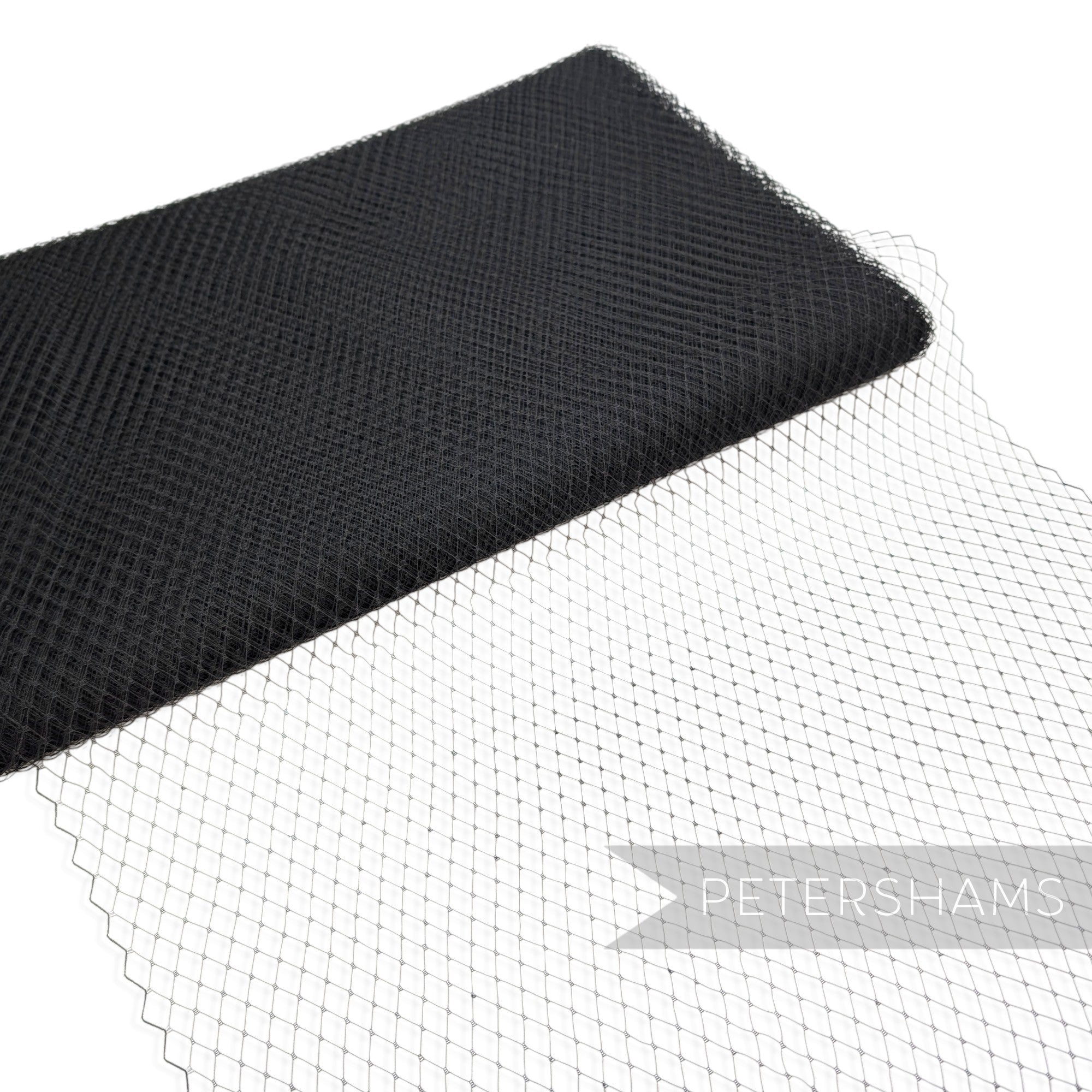 Petershams Millinery Supplies black 18 inch wide diamond pattern birdcage veiling fabric for wedding hats