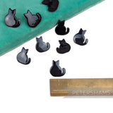 Petershams Millinery Supplies 18mm glossy black plastic cat-shaped shank buttons for sewing and crafts.