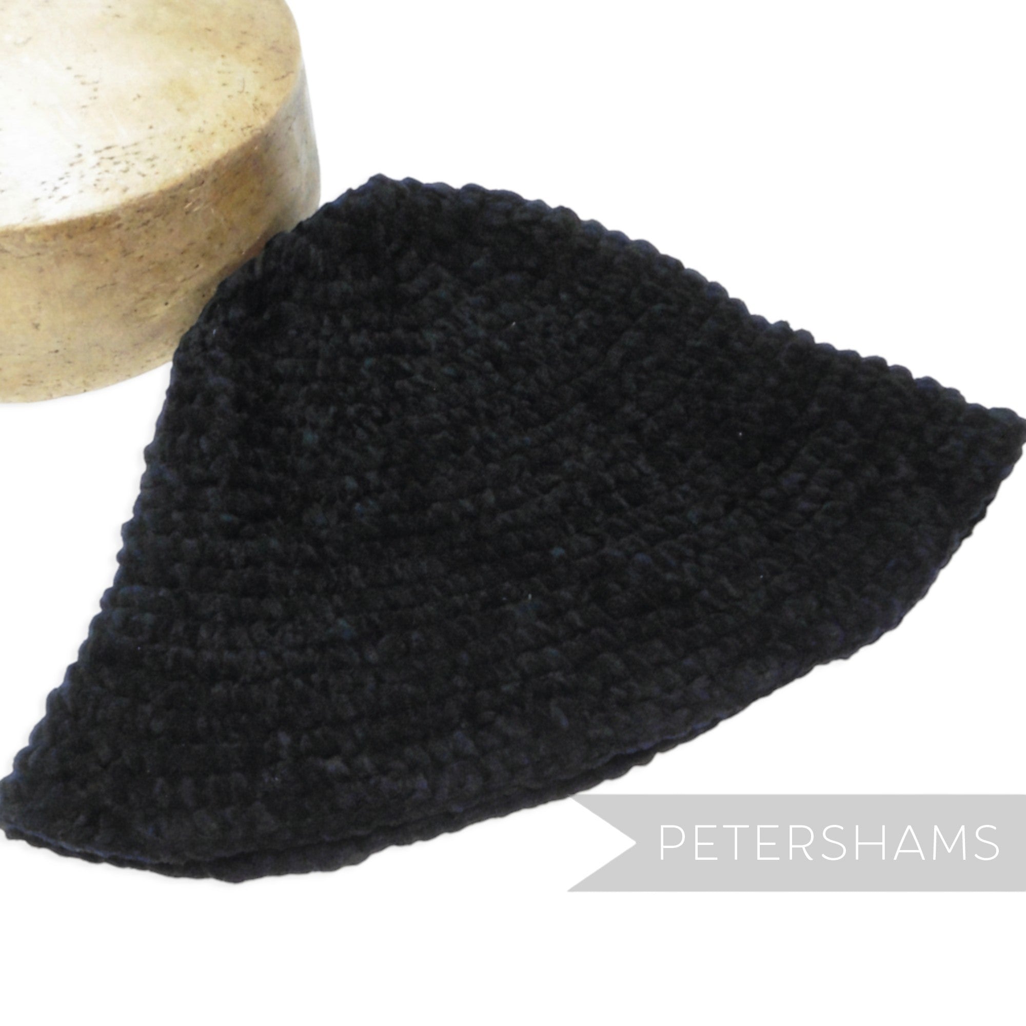 Petershams Millinery Supplies vintage black chenille knitted cone hat body for millinery projects