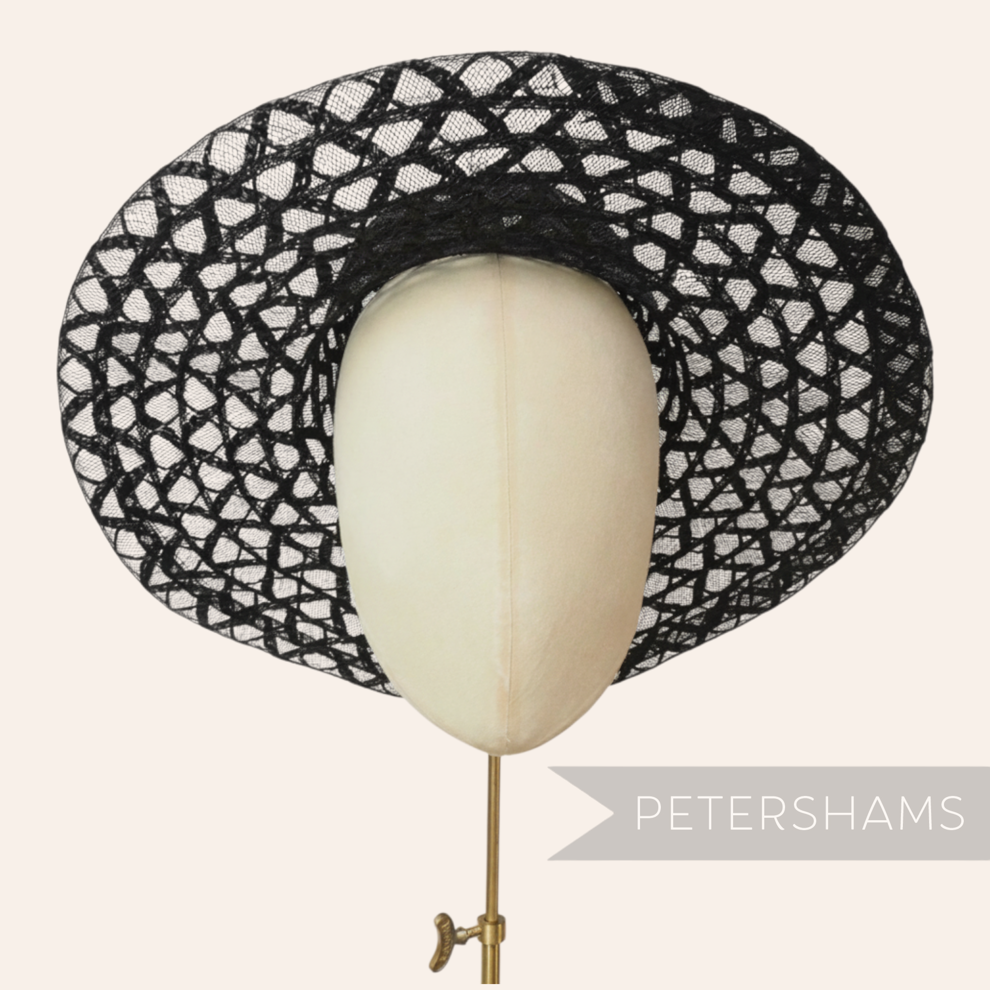 Petershams Millinery Supplies black zig zag threaded crinoline capeline hat body
