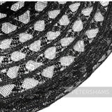 Petershams Millinery Supplies black zig zag threaded crinoline capeline hat body with open mesh texture