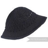 Petershams Millinery Supplies black cotton crochet mini flare hat body with an open patterned crown.