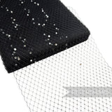 Petershams Millinery Supplies black veiling fabric with clear acrylic diamante rhinestones for wedding birdcage veils